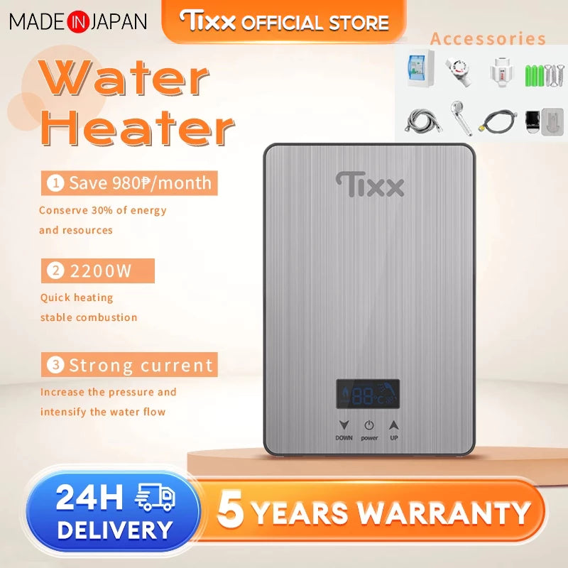 Tixx Water Heater 6500W LCD Touch Screen With Automatic Temperature Control